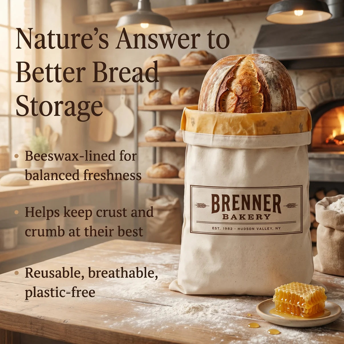 Premium 100% Cotton - Beeswax Bread Bag